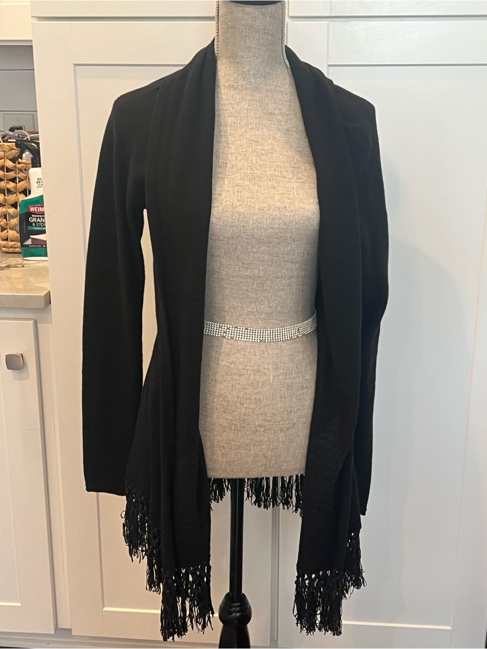 Lilly Pulitzer Tatum black fringe hem cardigan sweater size small